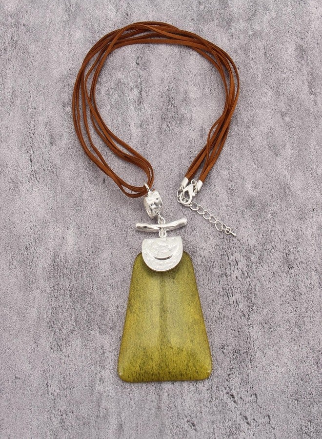 Bjesinmo Bohemian Necklaces for Women Boho Statement Necklace Long Big Pendant Necklaces Leather Vintage Necklace Silver Pendant Necklace - Image 4